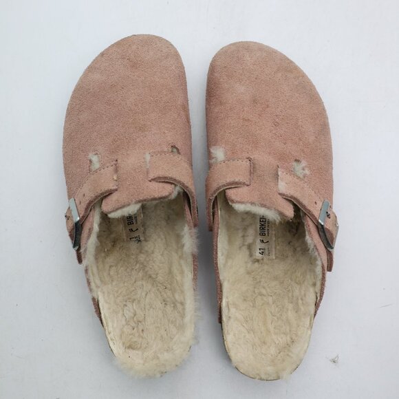 Birkenstock Boston Shearling Womens US Size 10 EU 41 Light Rose Suede Slip On - Picture 8 of 13